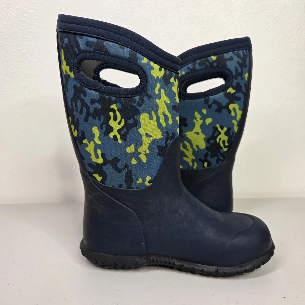 Bogs K YORK NEO CAMO Kids Blue and Green Camouflage Rain Snow Boots